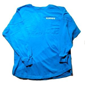 Women's HERSHEY'S Chocolate KISSES Est 1907 Blue Long Sleeve Shirt Size XS